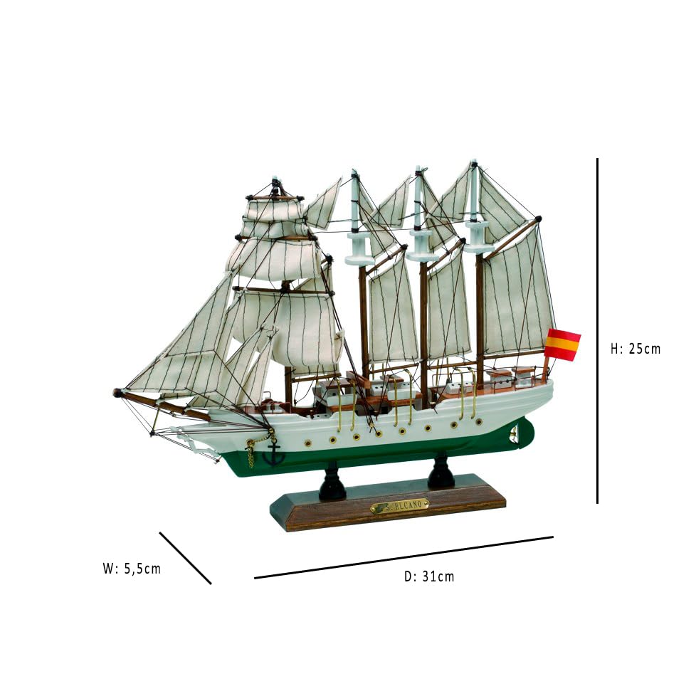 Maqueta Montada Juan Sebastián Elcano, Barco Escuela de la Armada Española, 31 x 25 x 5,5 cm, Artesanía en Madera