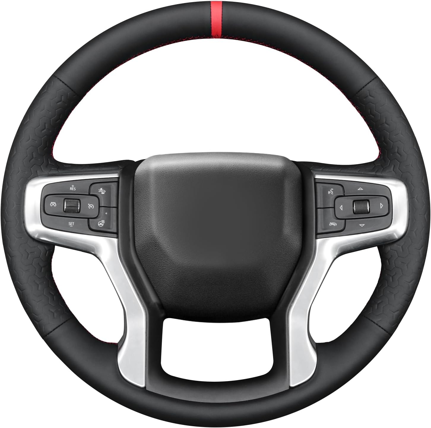 MEWANT Custom-Fit for Chevrolet Steering Wheel Wrap Cover, Carbon Fiber + Suede Hand Stitched Steering Wheel Cover for Chevrolet Blazer/Silverado (1500)/ Silverado (2500/3500)/ Suburban/Tahoe