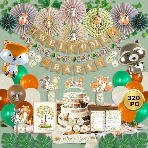 268 Piece Woodland Baby Shower Decorations for Boy Or Girl Kit | Gender Neutral Forest Animal Decor...