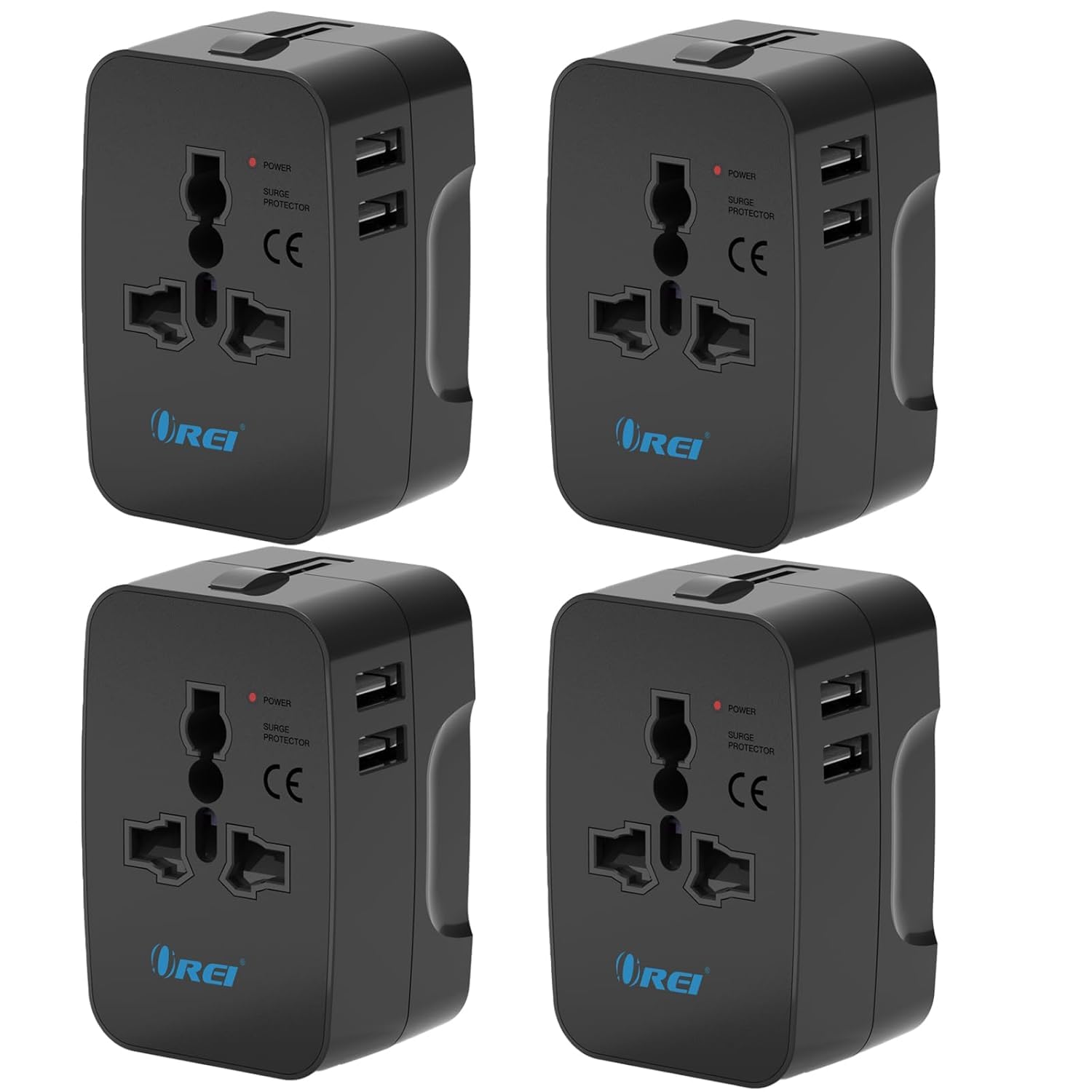 OREI Universal Travel Adapter - 3 in 1 Worldwide Travel Adapter with Dual USB - Universal Socket with 2X USB-A 2.4A - Travel Adapter for US, Europe & More - 4 Pack-image-30