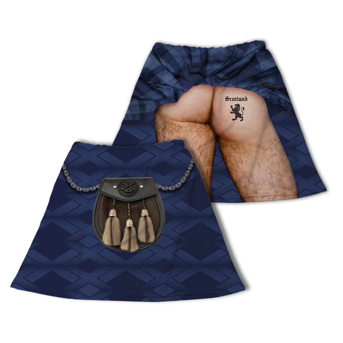 BRITISH MADE GIFTS Scotland Football Kit Sporran Novelty Kilt Design, Navy Blue with Celtic Pattern Exposed Behind, World Cup 2026 Theme (Large)
