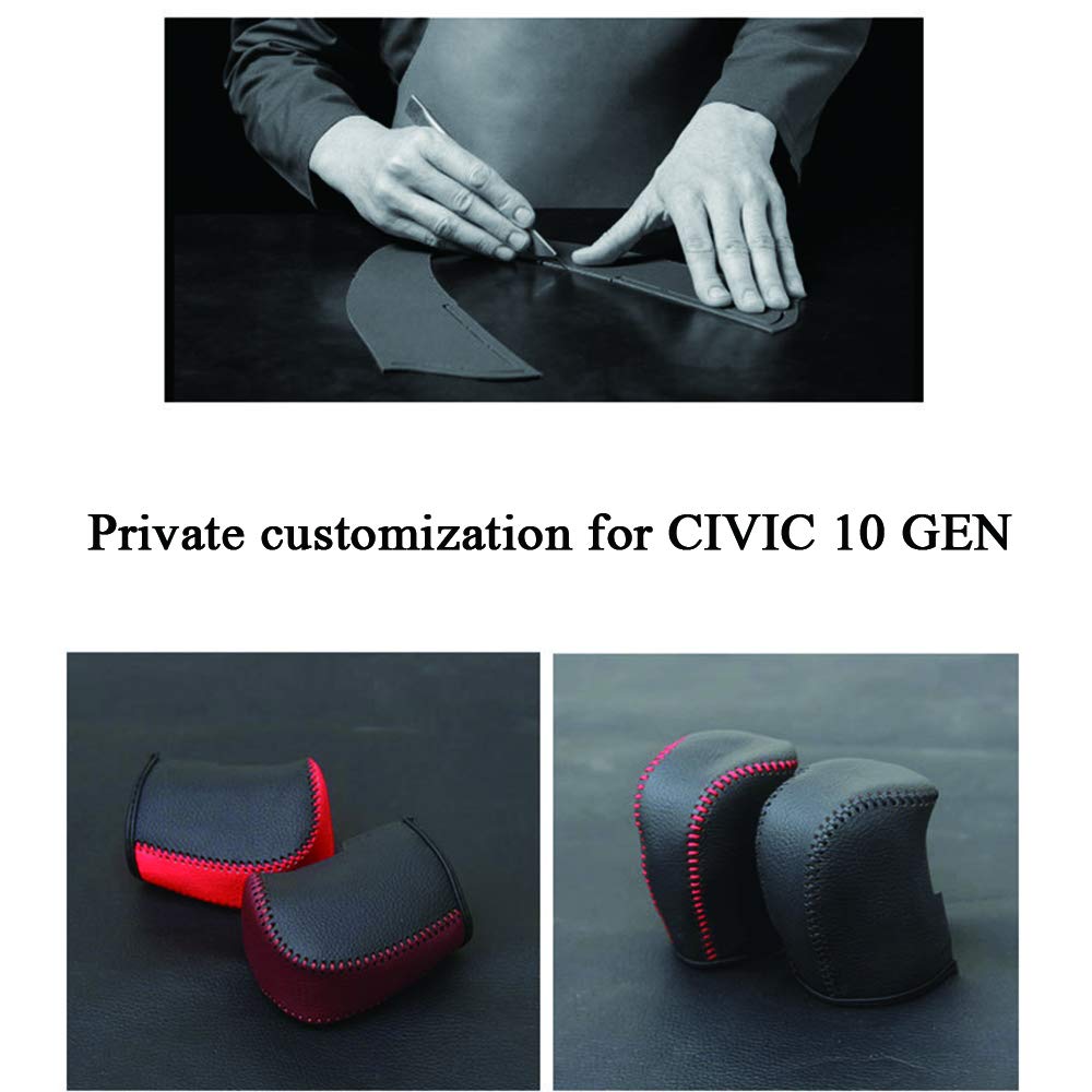 XITER for Genuine Leather Gear Shift Knob Cover Car Protect Accessories Case for Honda 10th Civic 2016 2017 2018 2019 2020 2021 (Not Fit Si) (RED)