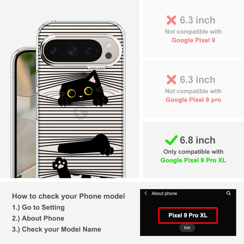 MOSNOVO Case for Google Pixel 10 & Pixel 10 Pro, [Buffertech 6.6ft Military-Grade Drop Protection] [Anti Peel Off Tech] Clear TPU Bumper Phone Case Cover Design - Cute Cherry — view 484