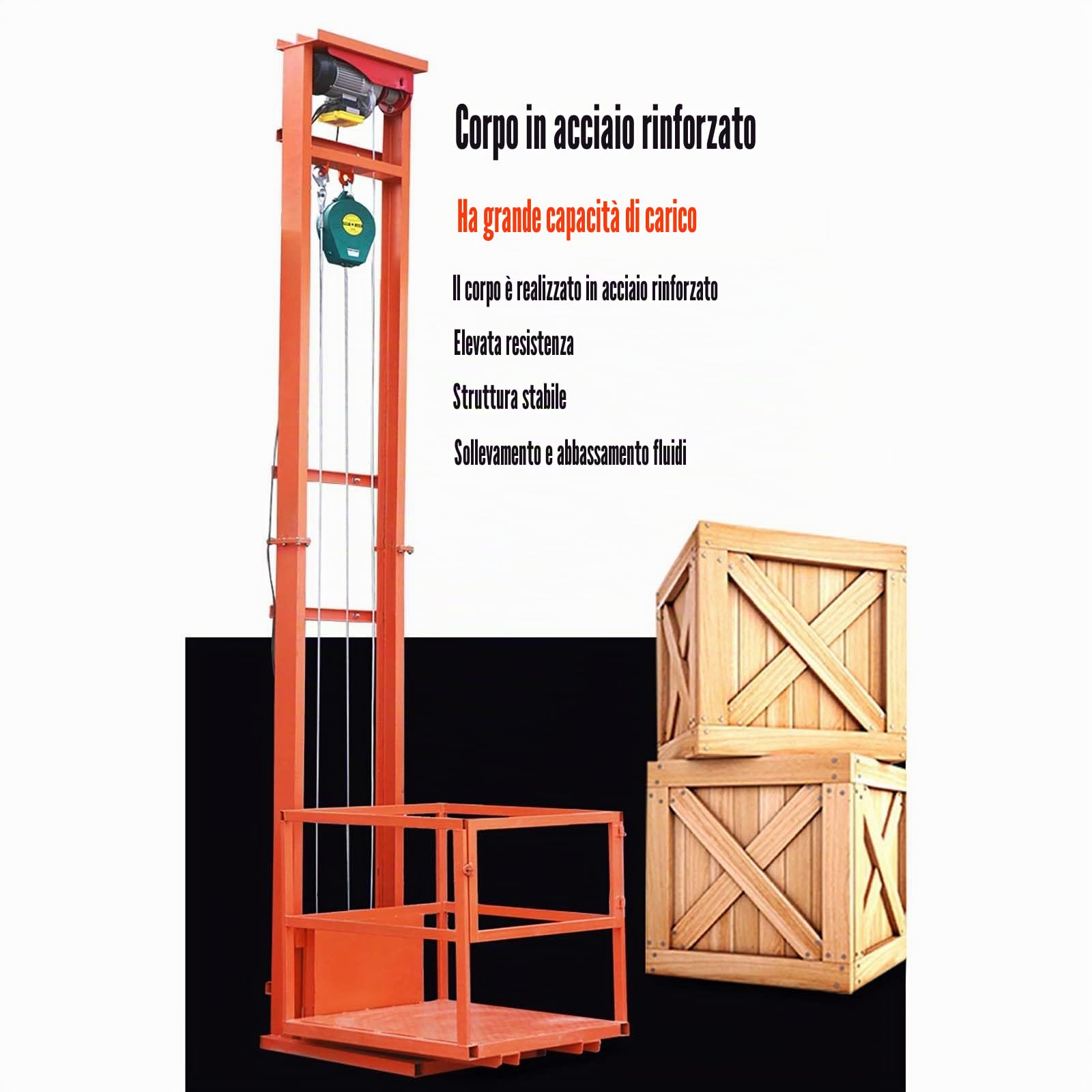 Piattaforma di Sollevamento Merci Elettrica con Telecomando per Uso Domestico, Magazzino e Fabbrica