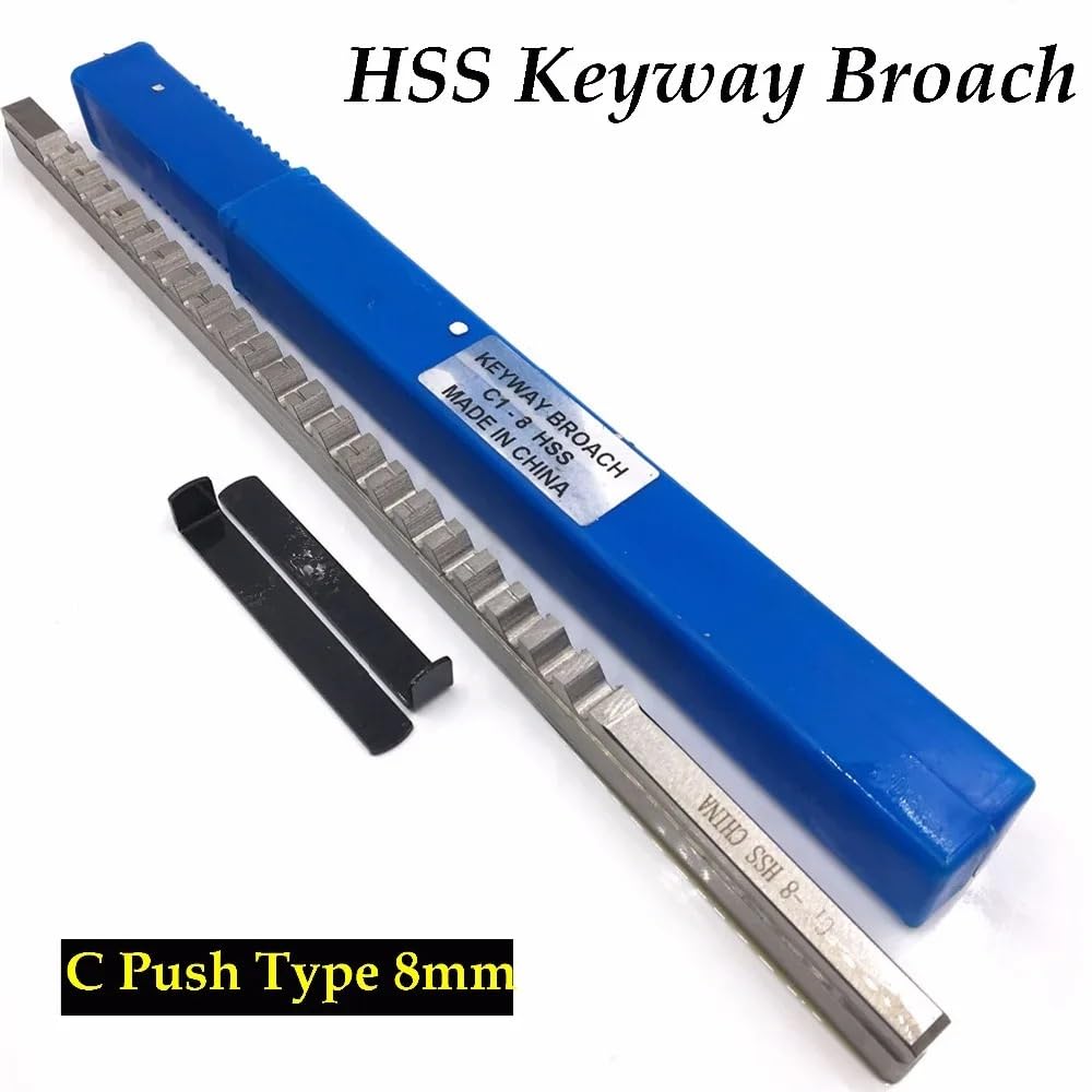 8mm C Push-Typ Passfedernut Räumnadel Mit Shim Metrische Größe Schnellarbeitsstahl CNC Schneiden Metallbearbeitungswerkzeug