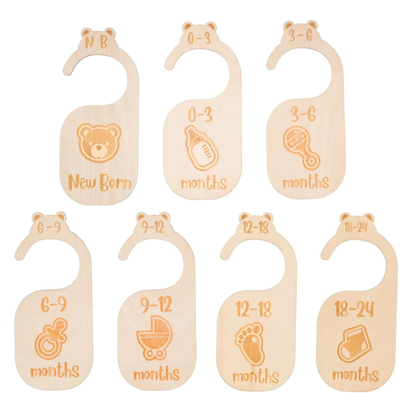 Xjdzineq 7Pcs Wood Baby Closet Dividers Wardrobe Organizers for Newborns to 24 Months Size Clothes Nursery Decors Hanger Dividers Baby Room Decors