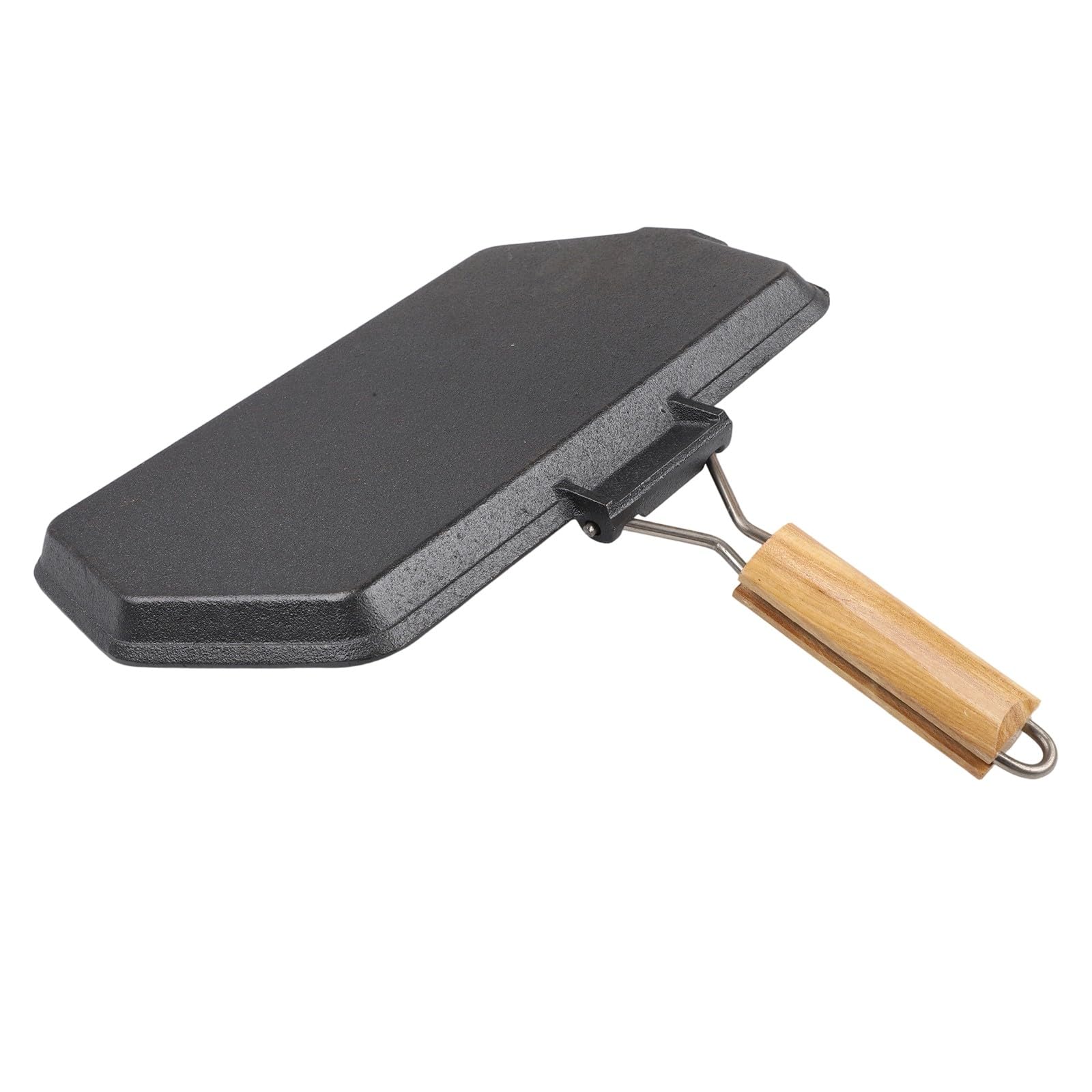 Padella in ghisa con manico pieghevole, piastra per bistecca senza griglia, 21 x 35 cm
