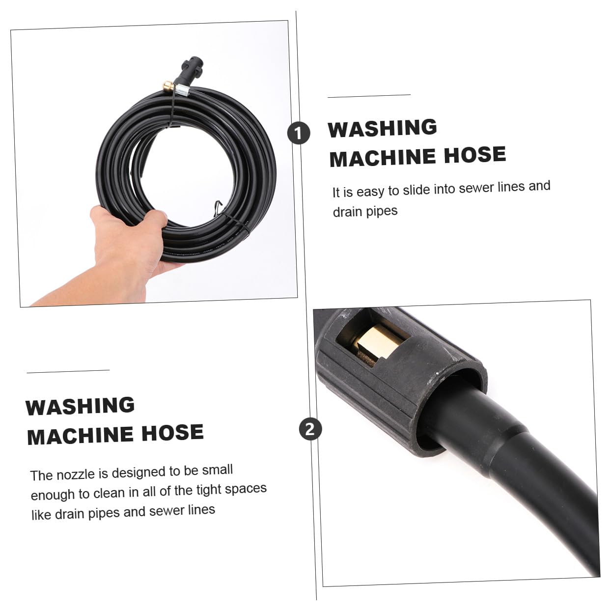 POPETPOP Manguera para Limpiadora a Presión 6m para Limpieza de Tuberías y Desagües, Tubo Resistente, Compatible con Hidrolavadora de Alta Presión, Adecuado para Alcantarillado y Desagüe