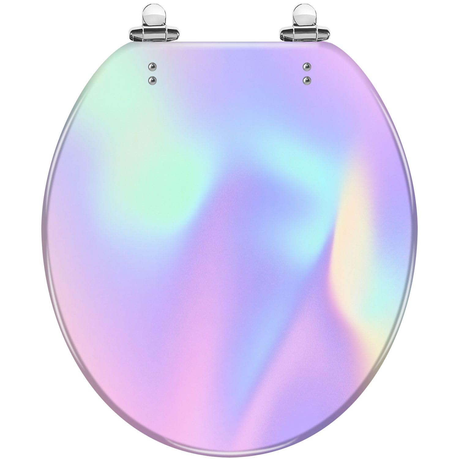 Tazyyzuu Multi3 Iridescent Purple Holographic Toilet Seat Slow Close Quick Release Hinges Easy Clean 16.5X14.5(,16.5X14.5)