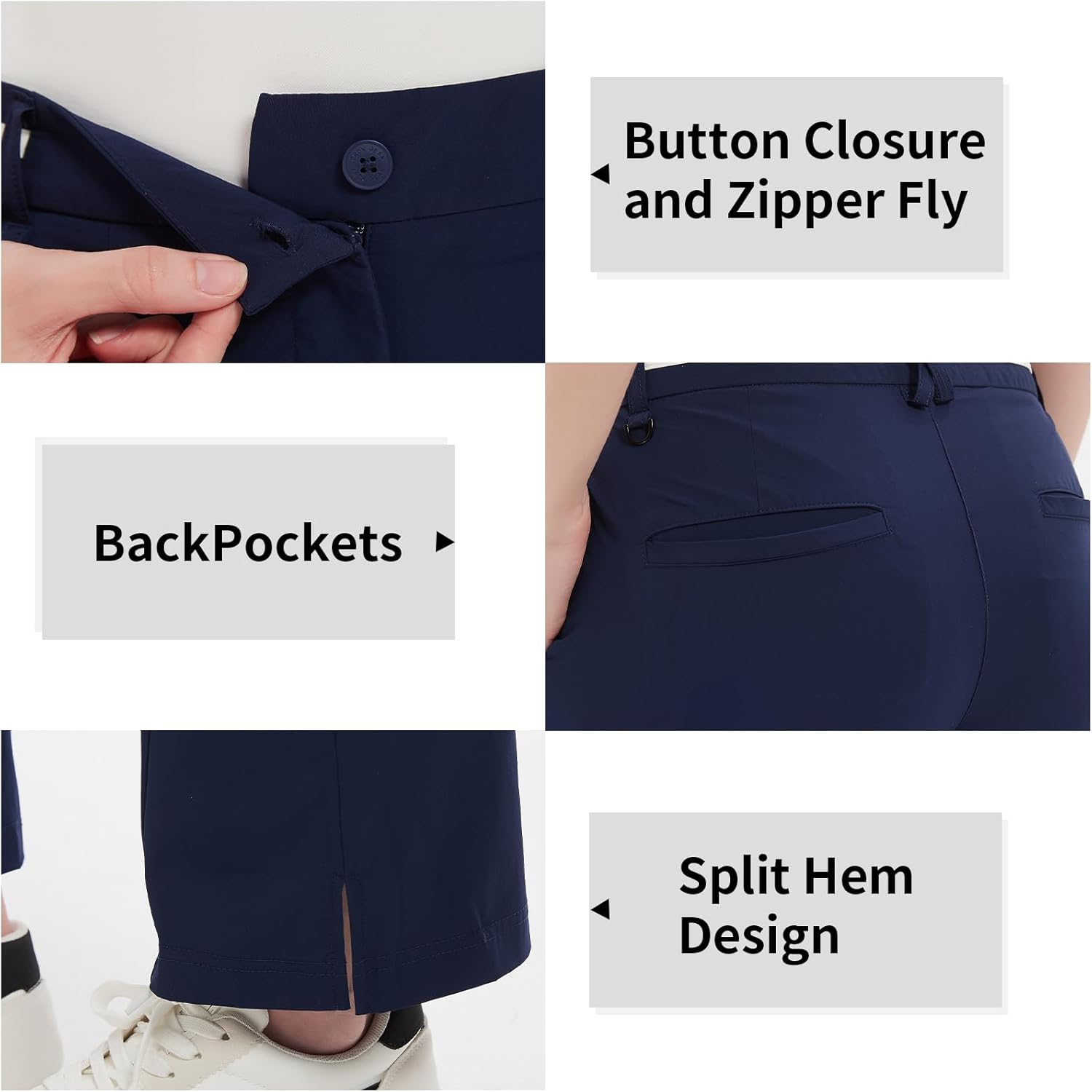 Women Golf Pants with Pockets Spring Summer 4-Way Stretch Lightweight Quick Dry Casual Pants Athletic UPF 50+ - Image 5