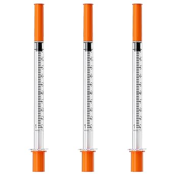 1mL/cc Syringes with Needle 30G 5/16" 8mm, Individually Wrapped, Pack of 100
