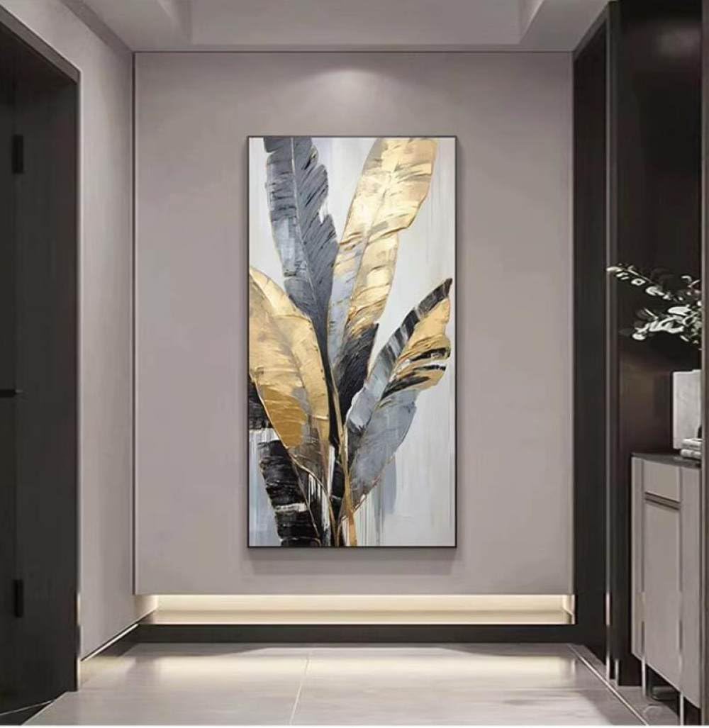 Peinture à l'huile feuille d'or peinte à la main pour mur salon de luxe