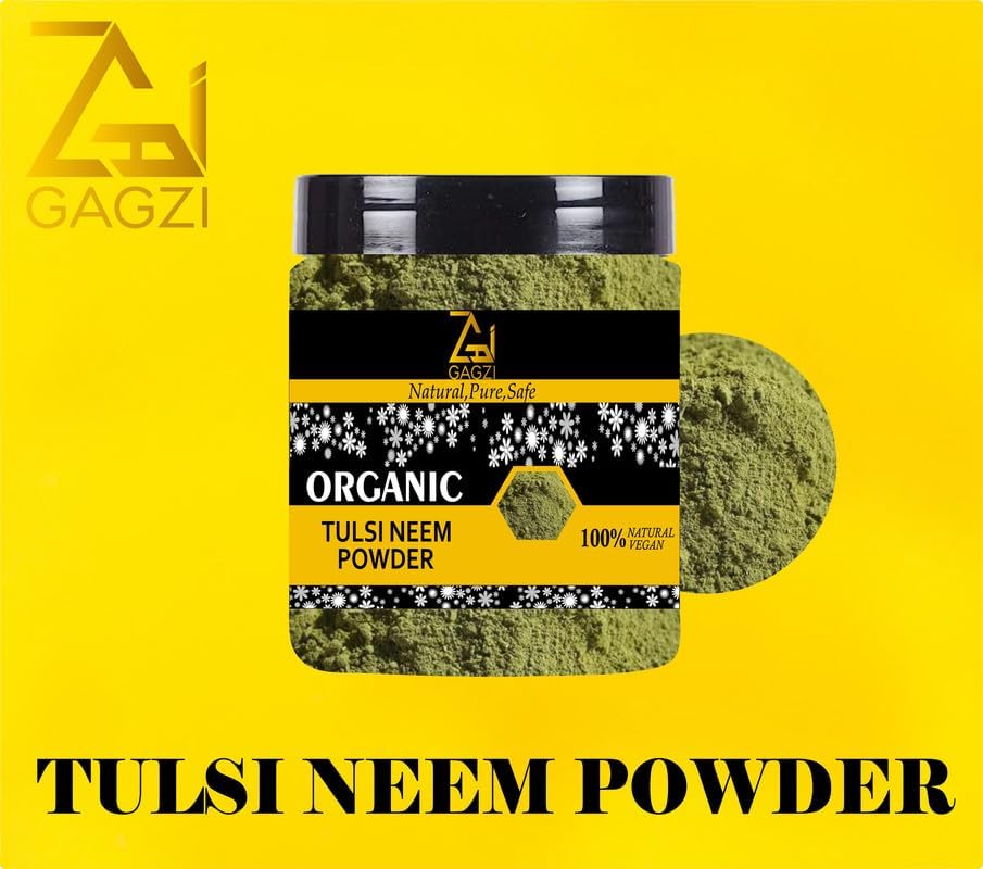 Natural Tulsi Neem powder 9 Oz / 255.15 Gram ( Pack Of 1 ) - GAGZI