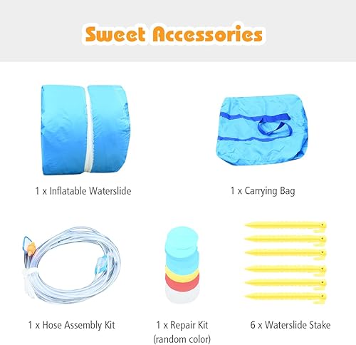 Miniatura 4 de GLACER Tobogán acuático inflable, casa de rebote con temática de cangrejo con 2 toboganes largos, pared de escalada y piscina de chapoteo, parque