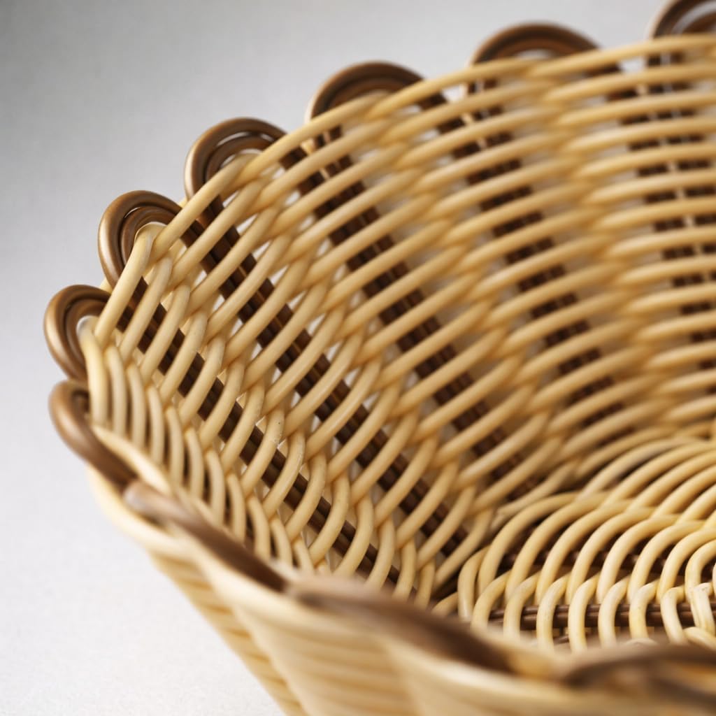 Gurubhai Equipments Multi-Use Wicker Serving Basket for Bread, Fruits & Snacks | Round Rattan Style Food Basket | Table Organizer for Home, Restaurants, Cafes & Hotels 4