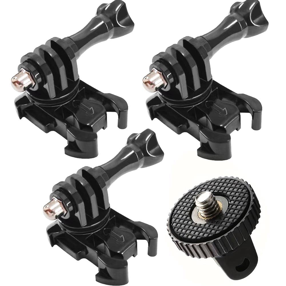 360 Degree Rotate Screw Swivel Mount Helmet Strap Buckle Adapter Holder Mount for GoPro Hero 11/10/9/8/7/(2018)/6/5/4 Black,Hero 3+,DJI Osmo,AKASO/YI Action Camera+2 Pcs Long Thumbscrew