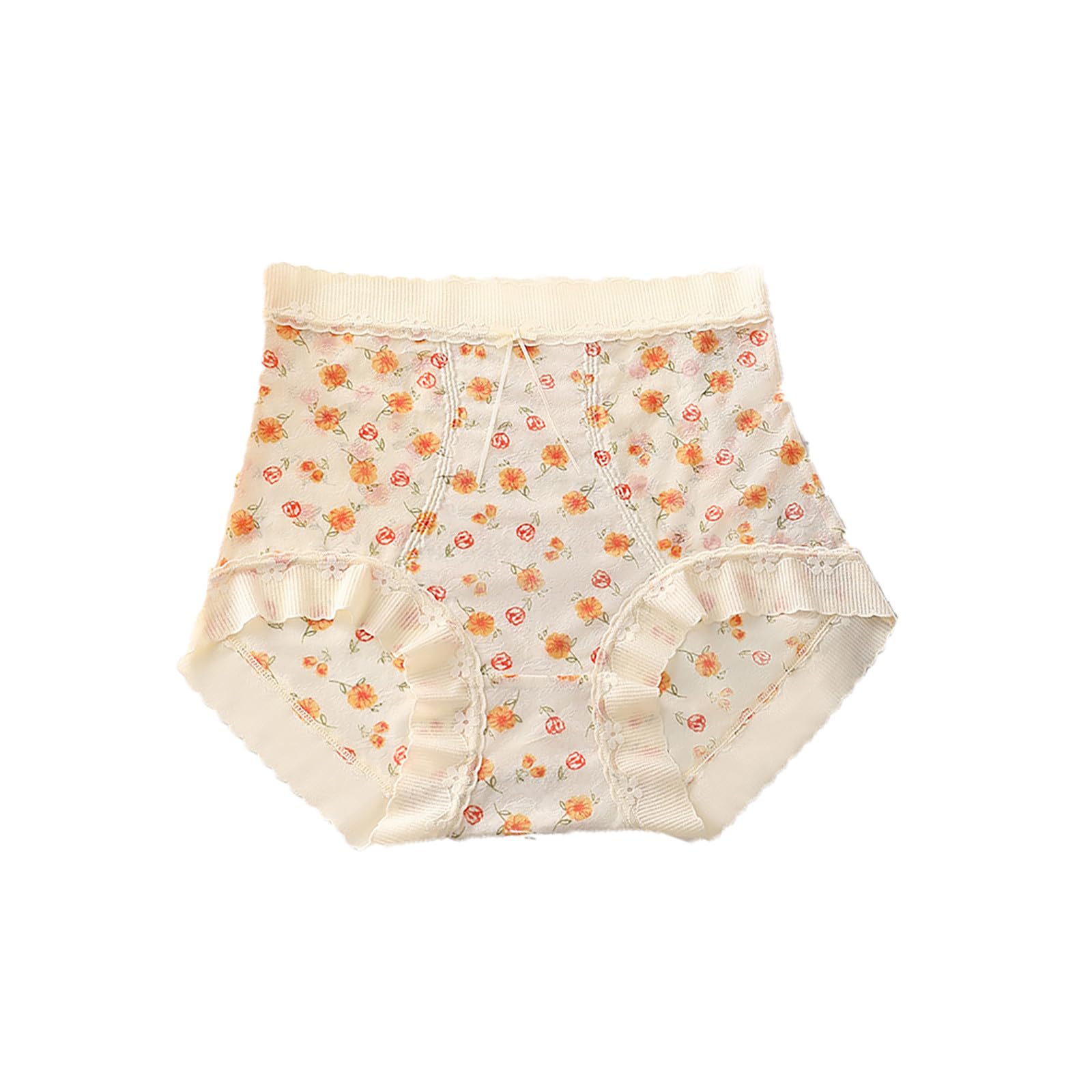 High Waisted Underwear for Women Comfortable High Elasticity Panties Sweet Teen Girls Flower Lace Full Coverage Undies