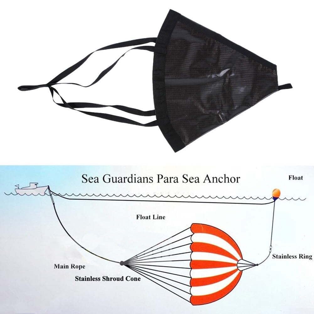 Honseadek Freno de mar de PVC para barcos pequeños, ancla de paracaídas para la deriva de canoa, ancla de mar para barco inflable, Pesca para control lento (XL)