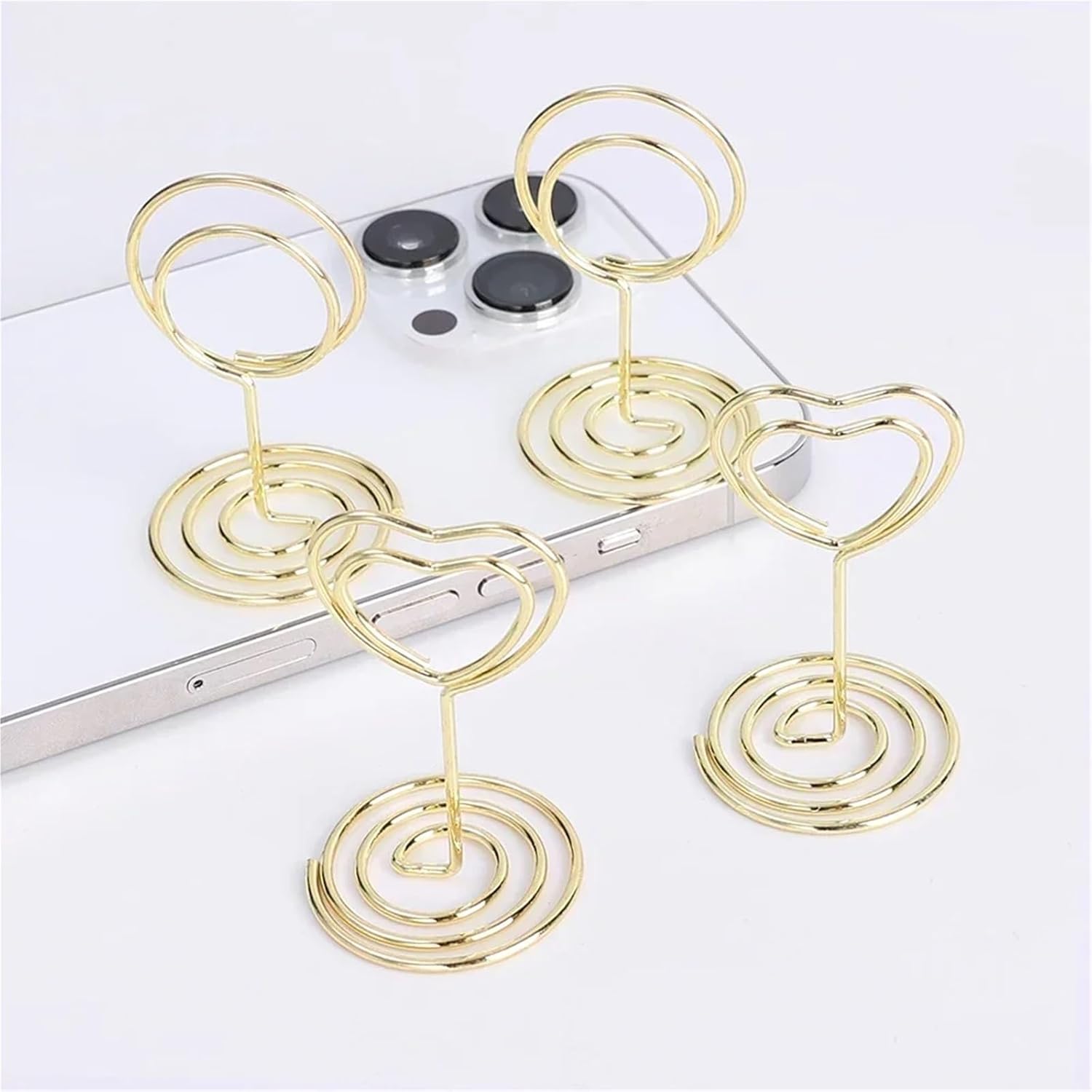 Table Number Holder 100pcs Metal Place Card Holders Photo Clip Stands Wedding Table Number Name Sign Stand Birthday Party Home Decoration Supplies For Anniversary Party(Mix Shape)