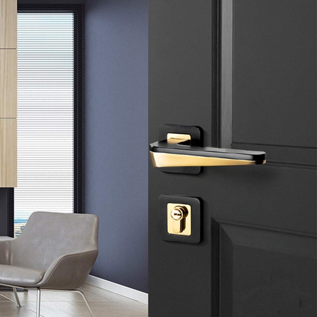 Serrure de porte silencieuse noire réversible gauche droite pour maison