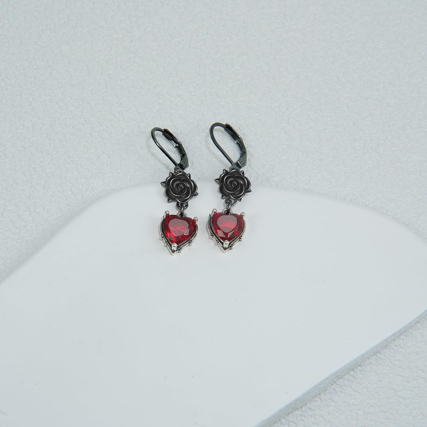 Gothic Earrings for Women Black Rose Flower/Bat/Skeleton Hand/Black Cross/Snake/Raven/Tulip Leverback Christmas Halloween Earrings for Women - Image 5