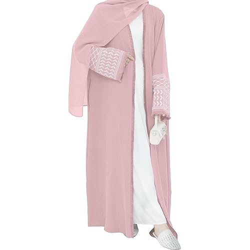 Women Ramadan Muslim Abaya Long Sleeve Embroidered Open Front Cardigan Kimono Turkey Dubai Kaftan