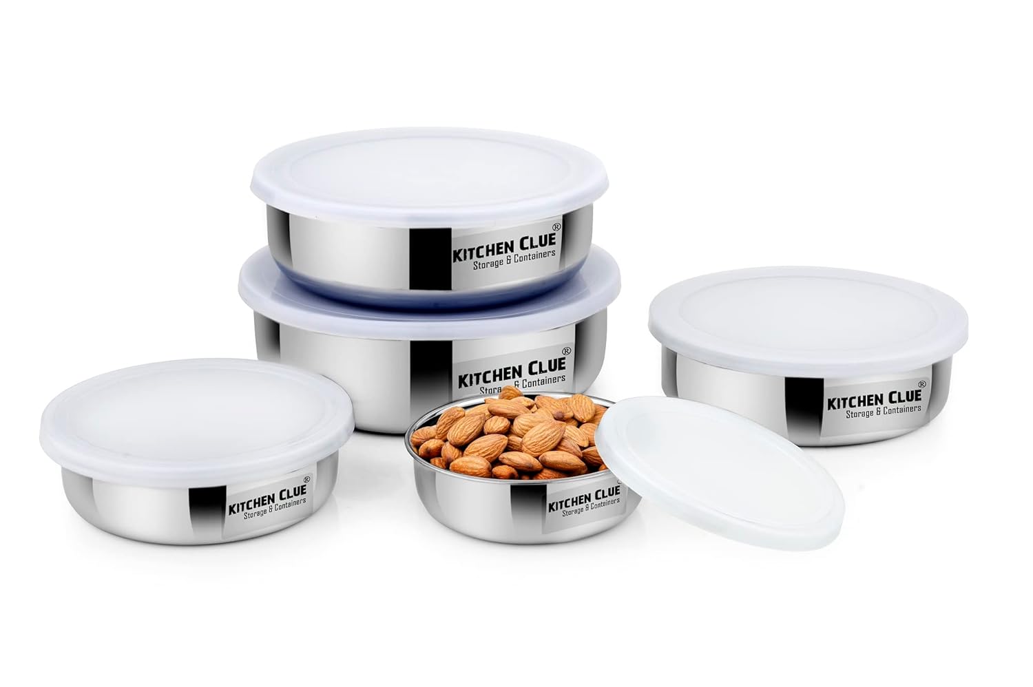 KITCHEN CLUE Stainless Steel Food Containers Set For Home Kitchen Office Ideal For Rice, Dal
