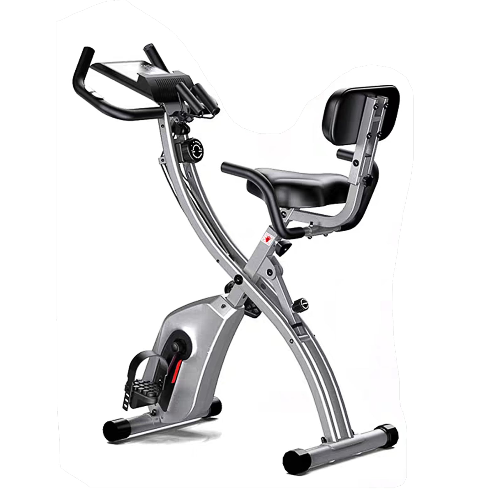 Cyclette Pieghevole,Resistenza Magnetica Regolabile 8 Livelli,Cyclette Professionale Magnetica con Schermo LCD, Supporto Tablet, Bluetooth App(Silvery)