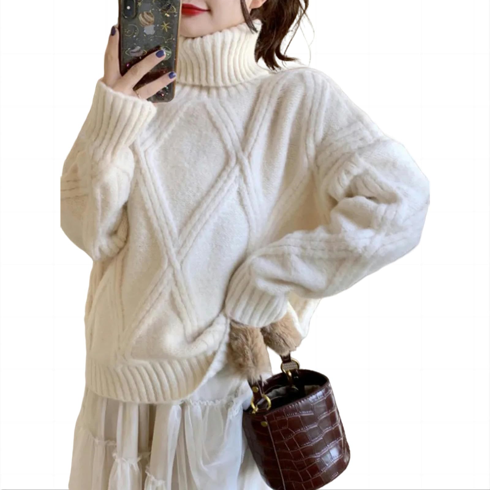 MdybF Maglione Donna Maglioni per Donne Autunno Inverno Ispessimento Casual Pullover Filo Vite da Donna