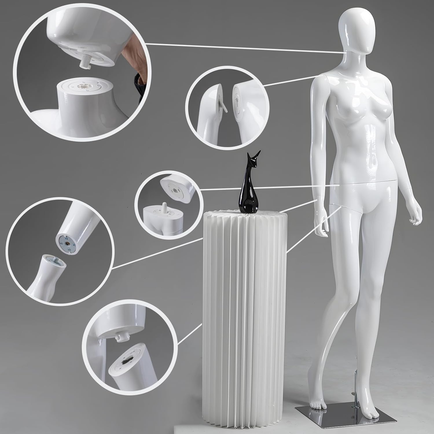 Female Dress Form Mannequin, Height Adjustable Display Torso Body with Metal Stand, Retro Manikin for Clothing Display, Window Shops, Boutiques, Tailoring Studios, Retail Stores