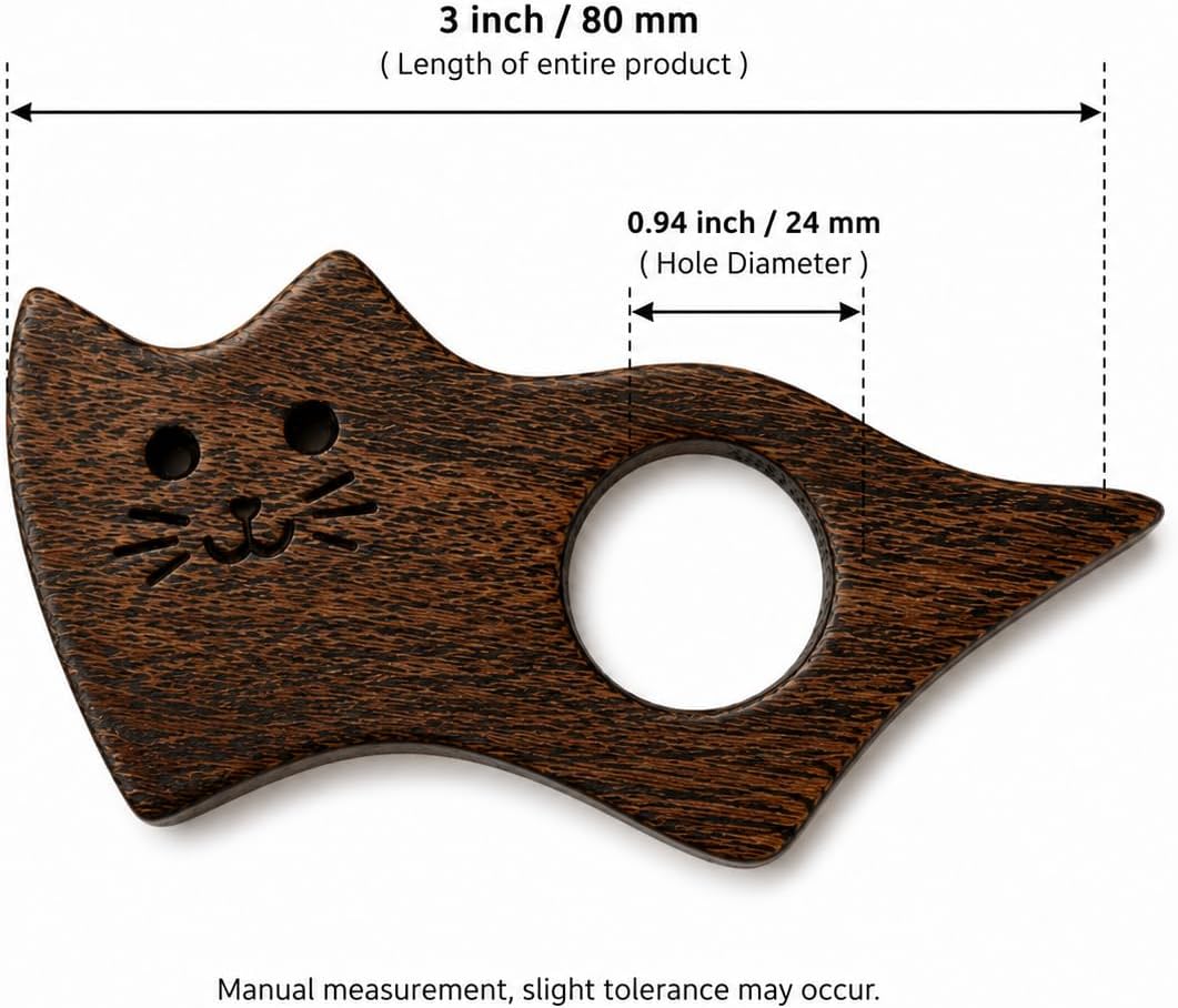 Birthday Gifts for Him Acacia Wood Cat Book Page Holder, Hands-Free Reading Stand - Handmade Thumb Page Holder. Gift Ideas for Book Reader 24mm Thumb Large Size Walnut image 3
