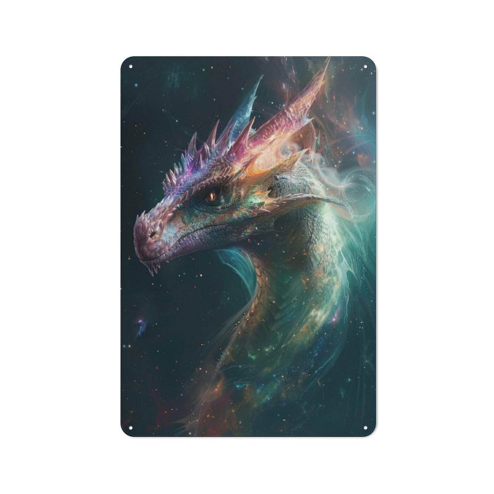 Galactic Dragon Metal Tin Sign, Small Wall Accent for Small Toilet, Washroom And Hallway, 30x20cm