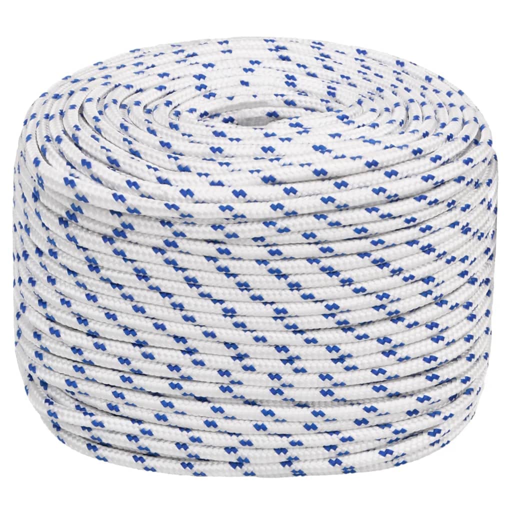vidaXL Polypropylene Boat Rope - Heavy-Duty, Durable, Easy Knot Tying, Weather Resistant, Ideal for Sailing, Boating, Yachting, Camping & More - White, 10 mm, 25 m Long