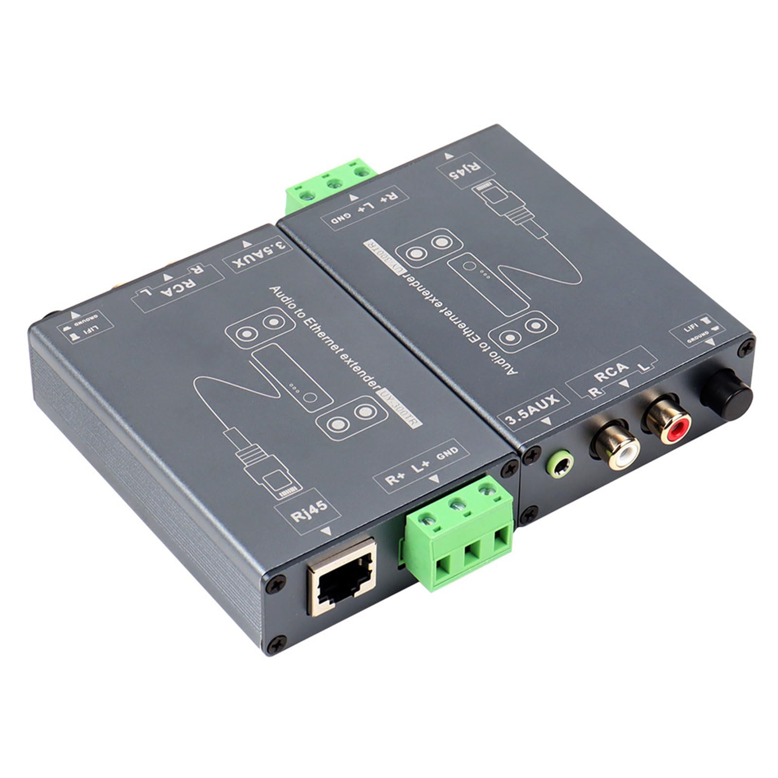 Metalowa konstrukcja 3,5 mm do RCA przedłużacz stereo Cat5e Cat6 kabel poprawia metalowy kabel dźwiękowy kina domowego