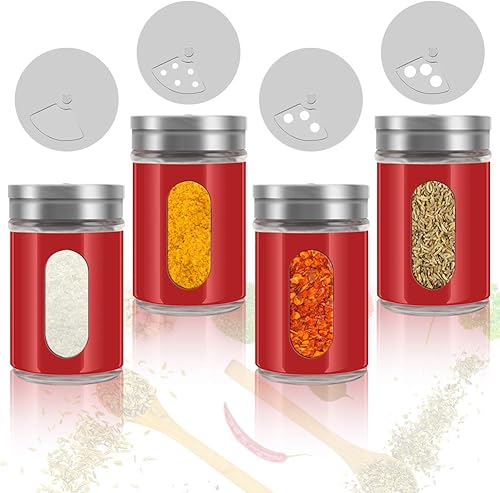 Miniatura 4 de Accmor 2 saleros y pimenteros, coctelera de acero inoxidable para sal en polvo, azúcar, canela, pimienta, dispensador de especias con agujeros