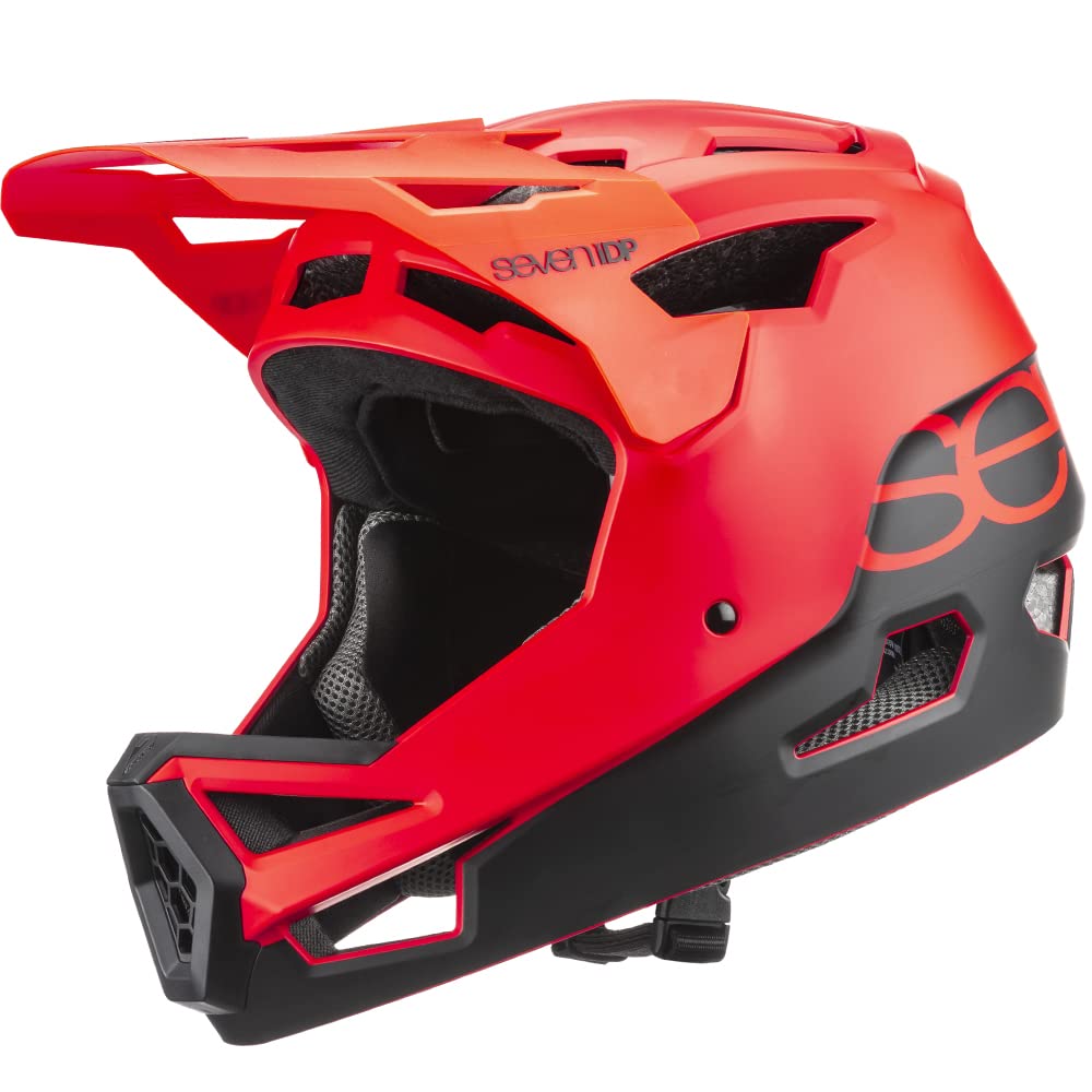 7 iDP P.23 ABS Full Face Mountain Biking Helmet - MTB Downhill & Enduro Cycling Helmet with 23 Vents, Crash Release Visor & Goggle Dock - Multiple Sizes & Colours (Matt Thruster Red/Black, XL)