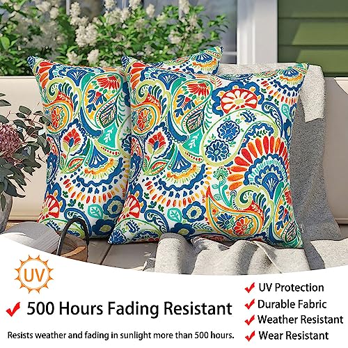 Magpie-Fabrics-Patio-Pillow-Covers-ONLY-18×18-Set-of-2-Fade-Resistant-Outdoor-Indoor-Cushion-Cases-Decorative-Throw-Pillowcase-Shell-for-Couch-Garden-Furniture-Paisley-Multi Magpie Fabrics Patio Pillow Covers ONLY 18×18 Set of 2 Fade Resistant Outdoor Indoor Cushion Cases Decorative Throw Pillowcase Shell for Couch Garden Furniture Paisley Multi