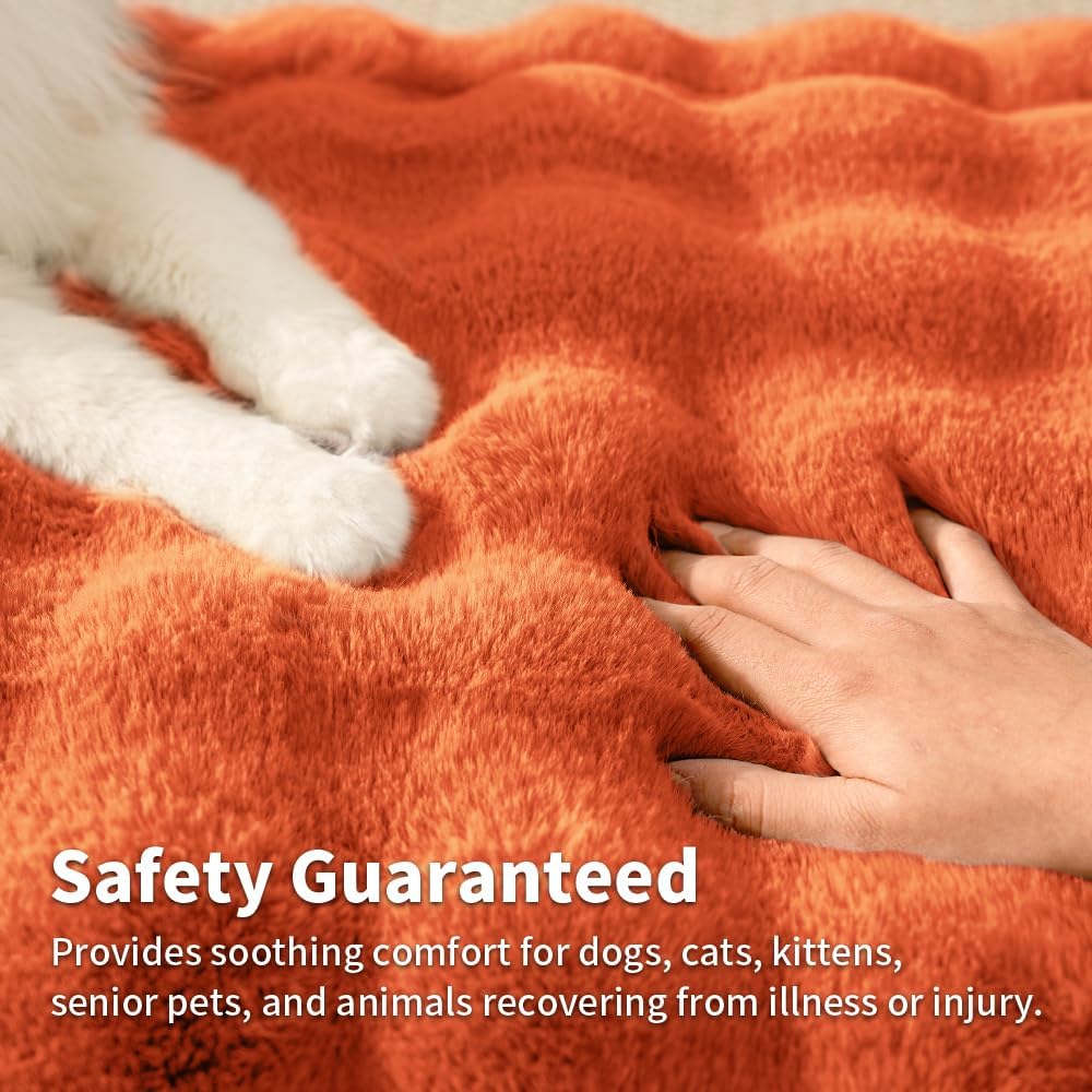 SOMAHE Pet Blanket, Reversible Sherpa & Bubble Fleece Pet Throw, Ultra-Soft Plush for Cats & Small Dogs, Machine Washable, Anti-Static, Warm & Cozy,28"×22" Inch Orange