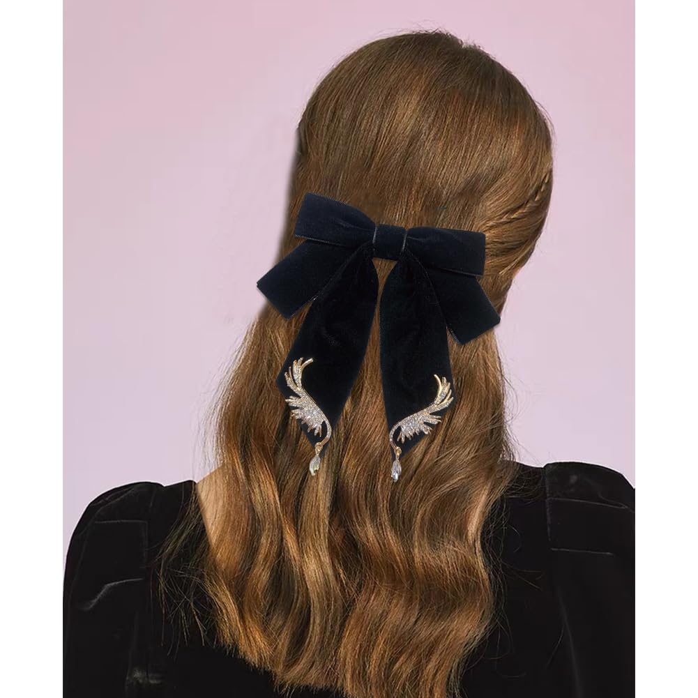 JKQBUX Versailles series Baroque Retro Velvet Ribbon Bow Barrettes Hair Clip Hair Bow Clip Hair Accessories for Women Girl Wedding Party Christmas - Image 4