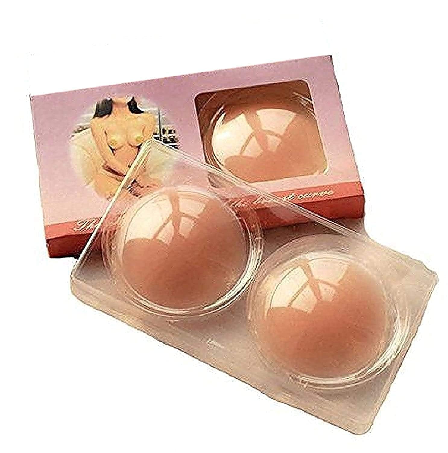 Silicone-Women's Reusable Nipple Cover - Silicone Nipple Cover Bra Pad - Adhesive Reusable Nipple Pads Beige-image-40