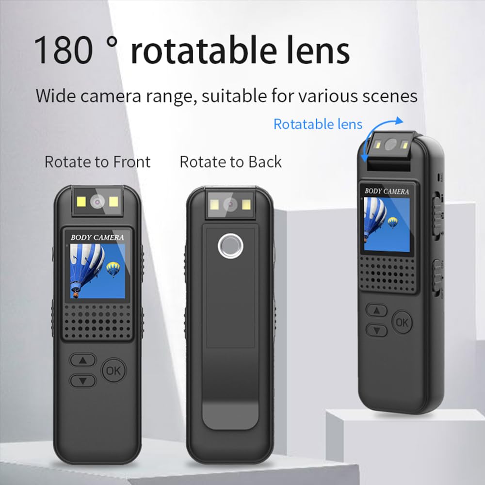 Andoer Body Cam con Audio e video Mini Telecamera per il Corpo True 1080P Small Body Camera Personal Pocket Video Camera Camera Indossabile per Corsi incontri corse Consegna Domicilio Polizia