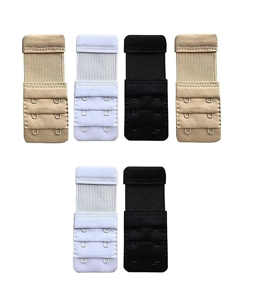 Bra Hook Extender-2 Hook - 3 Eye (with Extra Elastic) –Save Your Bra Increase Band Length-Bra Extender Hook-Bra Hooks for Women-Bra Hook Extender Combo-Black Skin White (Pack of 6)-image-11