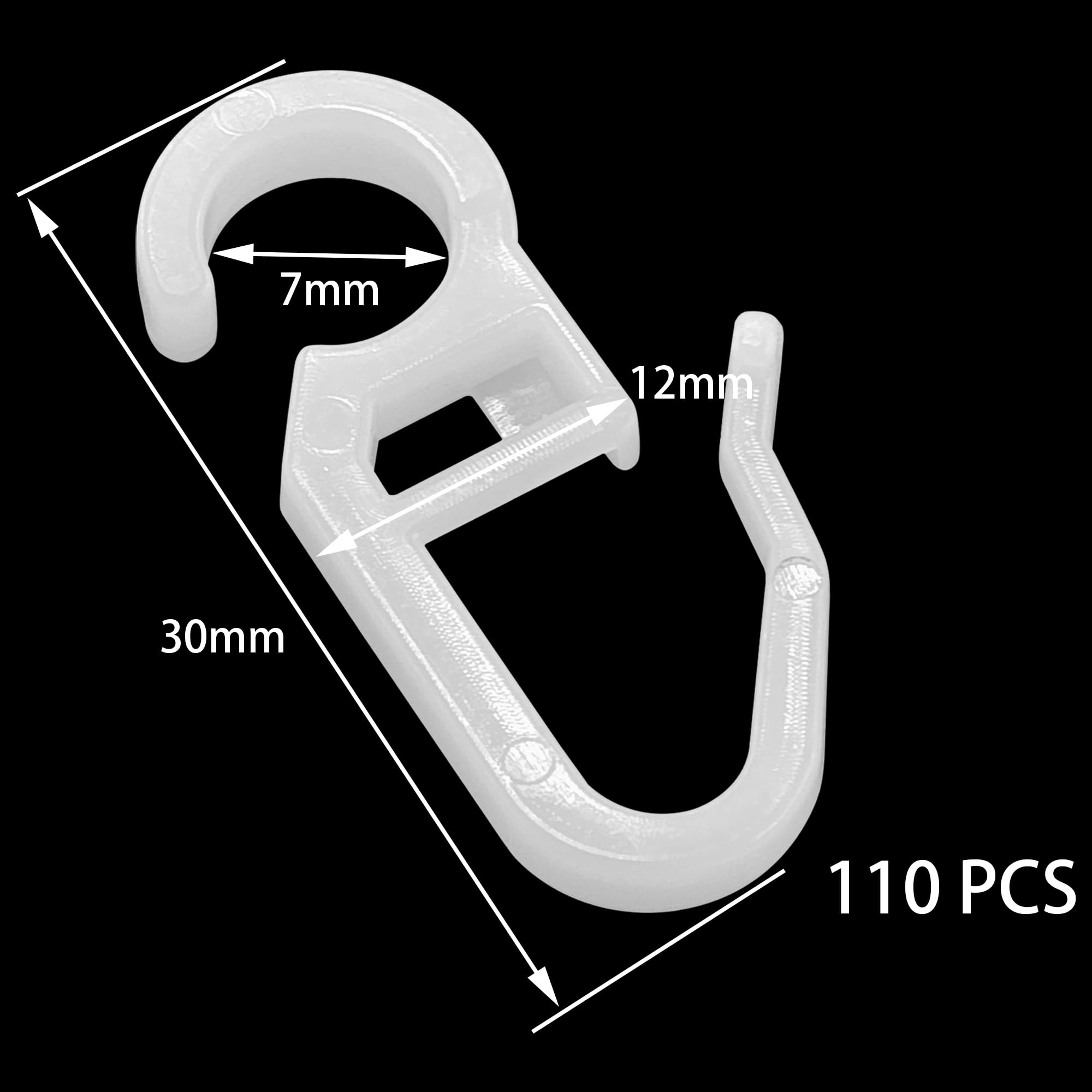 110 PCS Plastic Curtain Hooks - Glider Hooks for Curtain Tracks Ideal for Curtains Sliding Curtains, and Doorway Drapes - Image 2