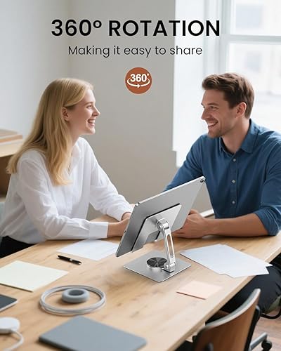 Miniatura 2 de TIGRIS Soporte para tablet giratorio de 360, ajustable y plegable, súper resistente, súper estable y portátil, soporte para tableta para oficina,