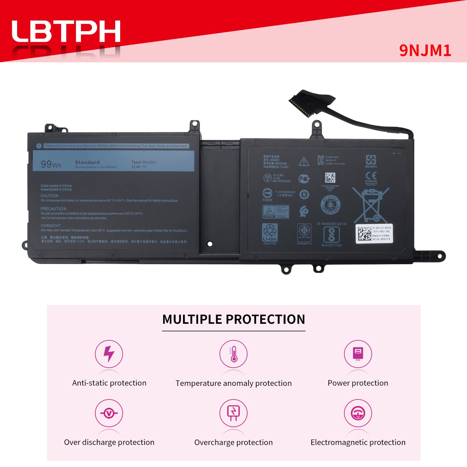 Amazon.com: 9NJM1 99Wh Laptop Battery Replacement for Dell 