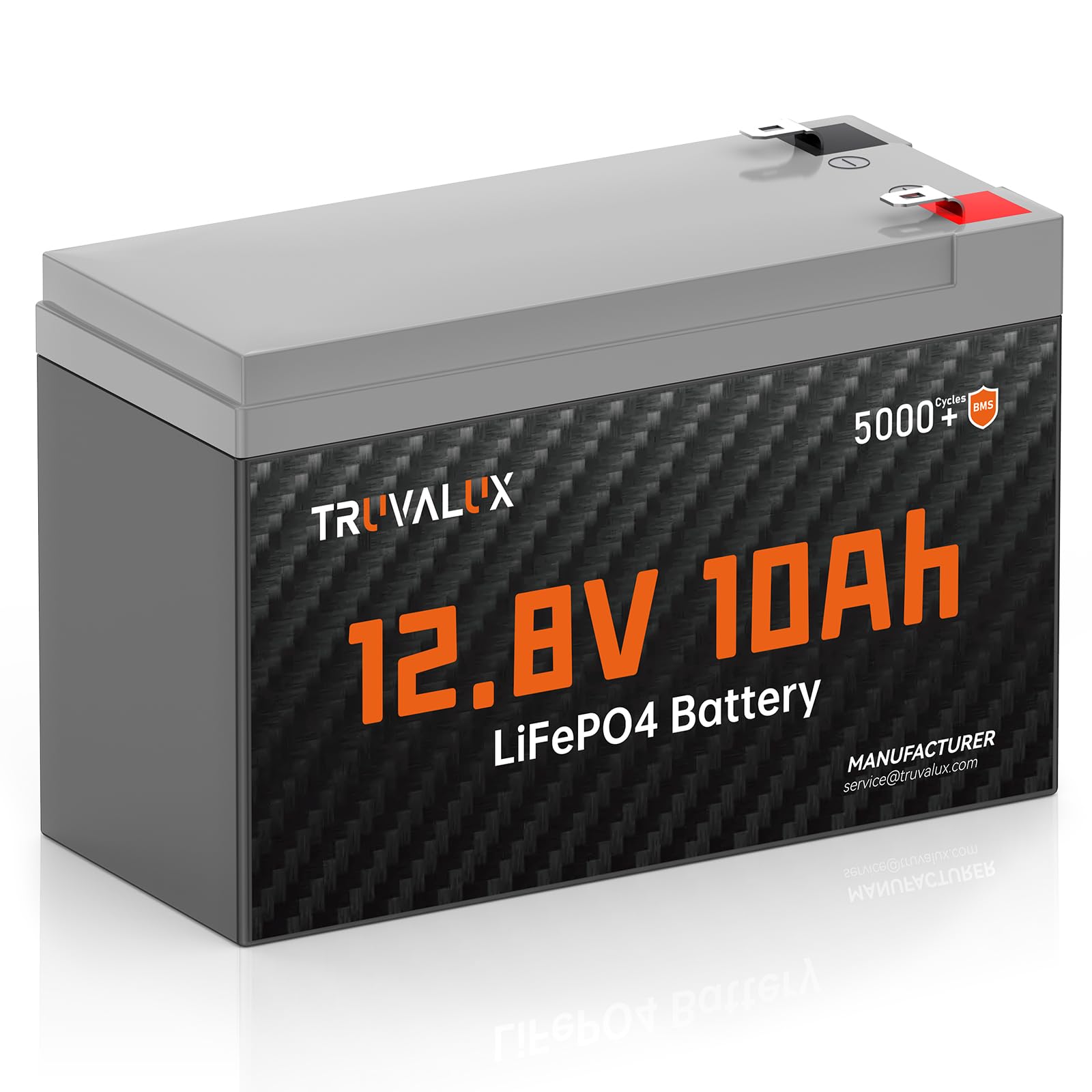 TRUVALUX 12V 10Ah Lithium LiFePO4 battery,Built-in 10A BMS,Lightweight Design,Up to 5000+ Deep Cycles,10 Years Lifespan, Upgrade Now for Fish Finder,Small UPS,Solar Power,Ride-on Toys,Lighting
