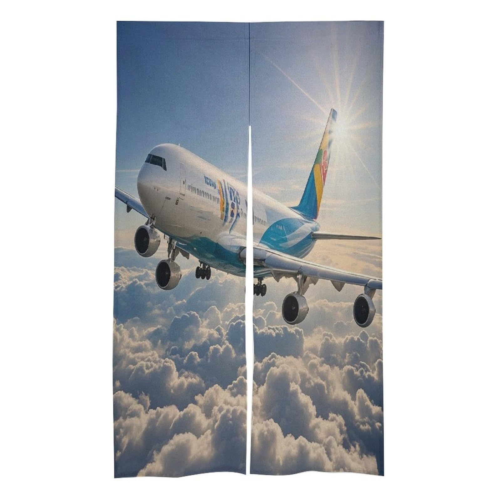 FekiLoot Airplane Door Curtain Splice Japanese Style Theme Blackout Doors Cover Hemp Door Tapestry Temperature Protection Barrier Doors Screen for Various Rooms 17W X 57L Inch