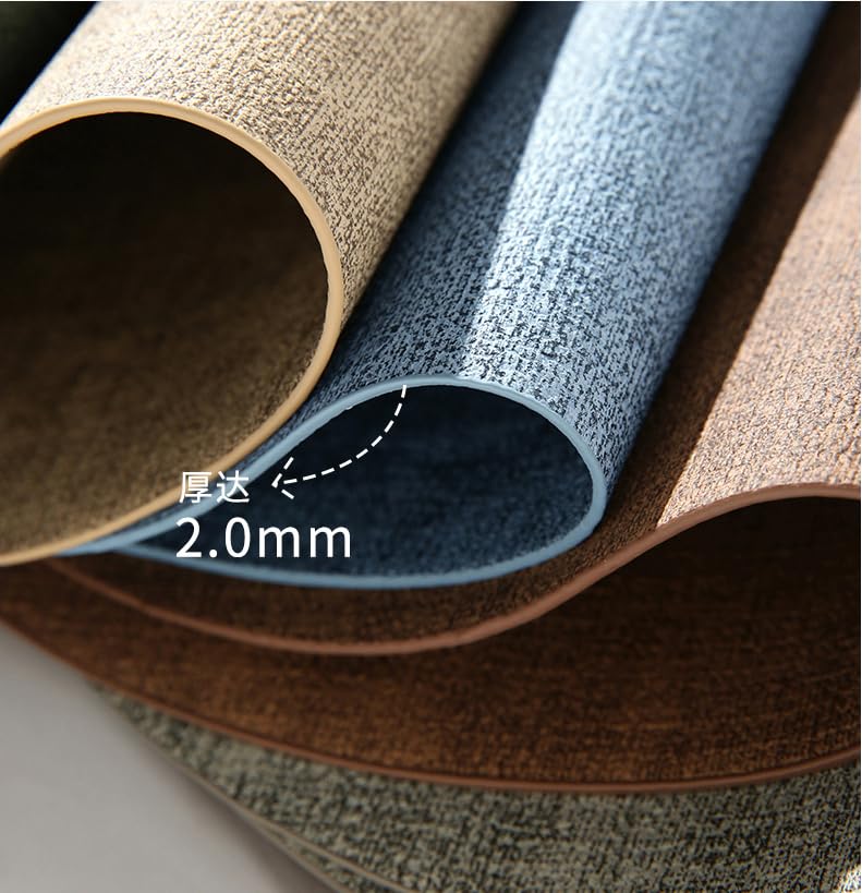 Salvamanteles Individuales, Juego de 4 Manteles Individuales y Posavasos de Cuero Macizo de Doble Cara Manteles Individuales y Posavasos de Cuero Lavables con Forma Ovalada Resistentes Al Cal