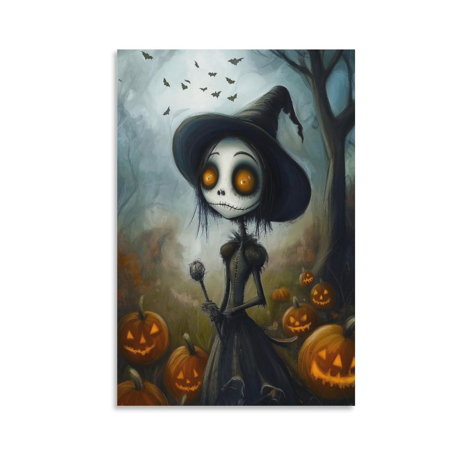 RIAVBAODG Gothic Doll Wall Decor Poster Halloween Canvas Prints Picture Modern Wall Art Modern Decor Picture Hanging for Living Room Bedroom Home Decorations 20x30inch(50x75cm)