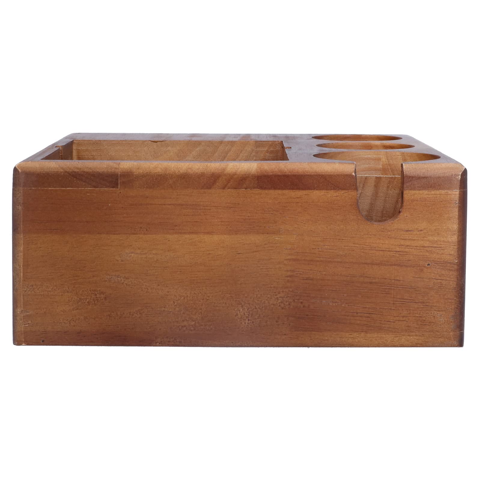 Aramox Siebträgerständer aus Holz, Buchenholz-Kaffee-Manipulationshalter, 235 X 250 X 100 Mm, mit Knock-Box-Kartenschlitz-Design, Stabile Tamping-Anti-Rutsch-Basis für den Heim-Barista-Café